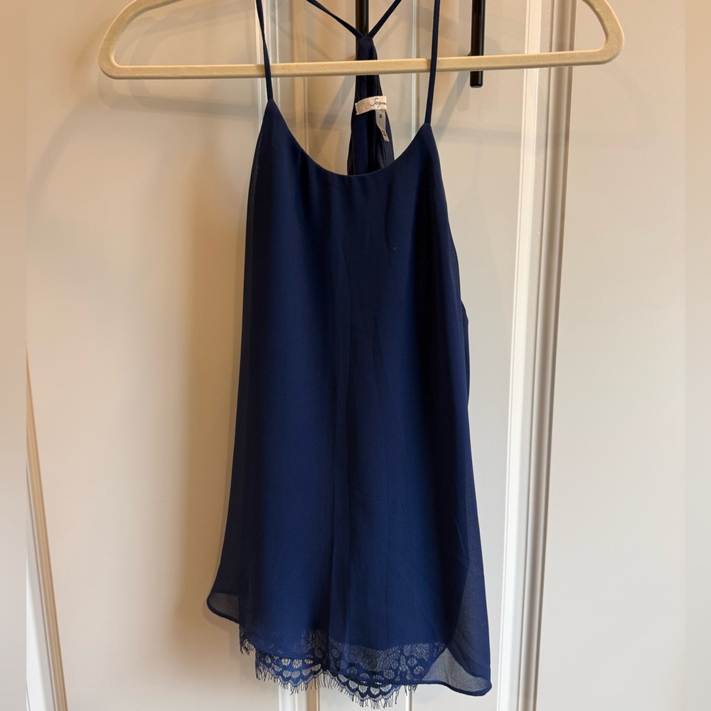 Soprano Navy Blue Camisole with Lace Trim